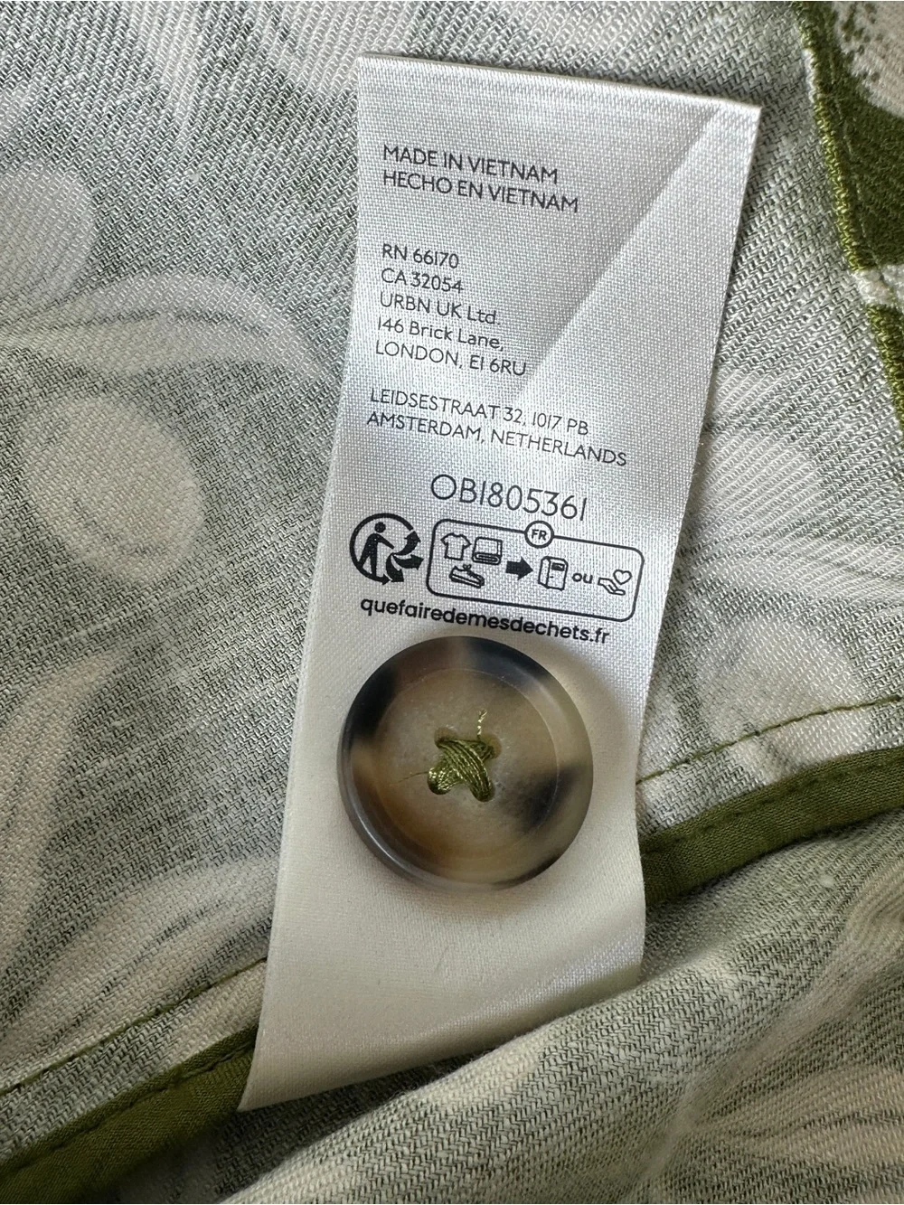 Anthropologie Olive Green Mini Skirt with White Botanical Print - Picture 5 of 11